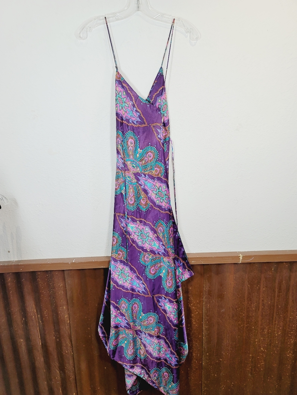 Rubber Ducky Purple Paisley Slip Dress with Teal Accents, Size M - Picture 2 of 5